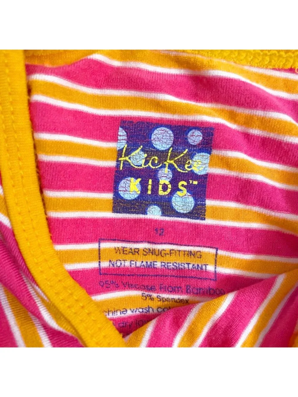 Kickee Pants Pink/Orange Striped Bamboo Viscose Pajamas, Size 12